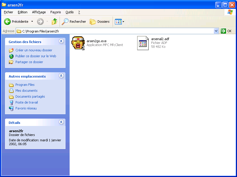 arsen2go.exe and arsenal2.adf files in explorer